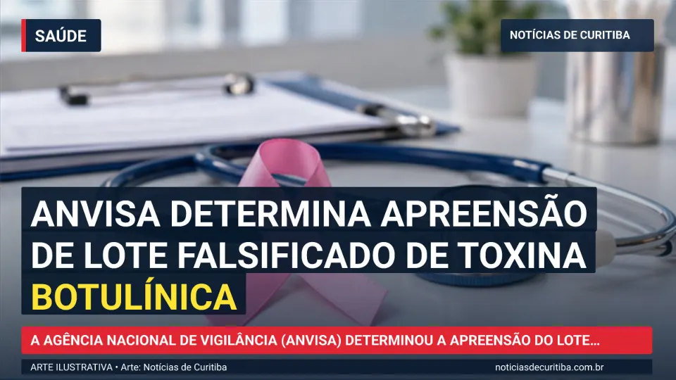 Ilustração do Notícias de Curitiba sobre Anvisa determina apreensão de lote falsificado de toxina botulínica.