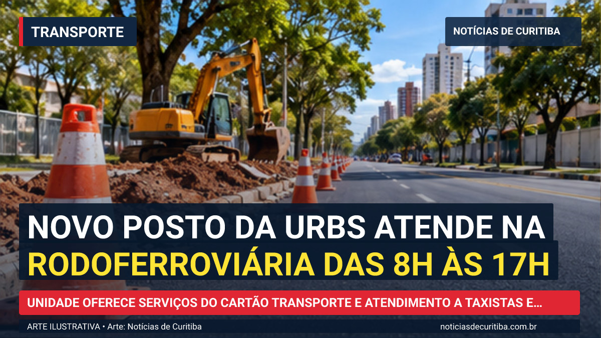 Ilustração do Notícias de Curitiba sobre Novo posto da Urbs atende na Rodoferroviária das 8h às 17h.