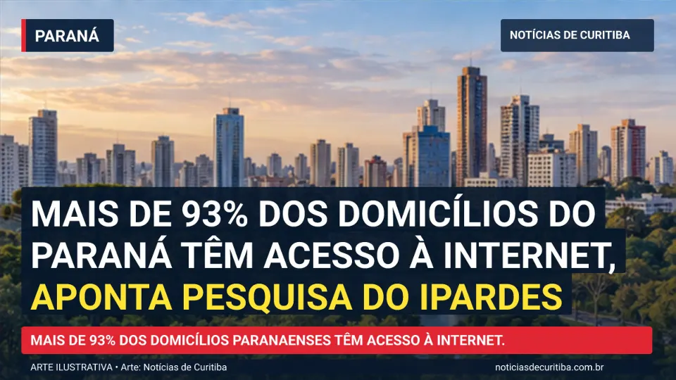 Ilustração do Notícias de Curitiba sobre Mais de 93% dos domicílios do Paraná têm acesso à internet, aponta pesquisa do Ipardes.