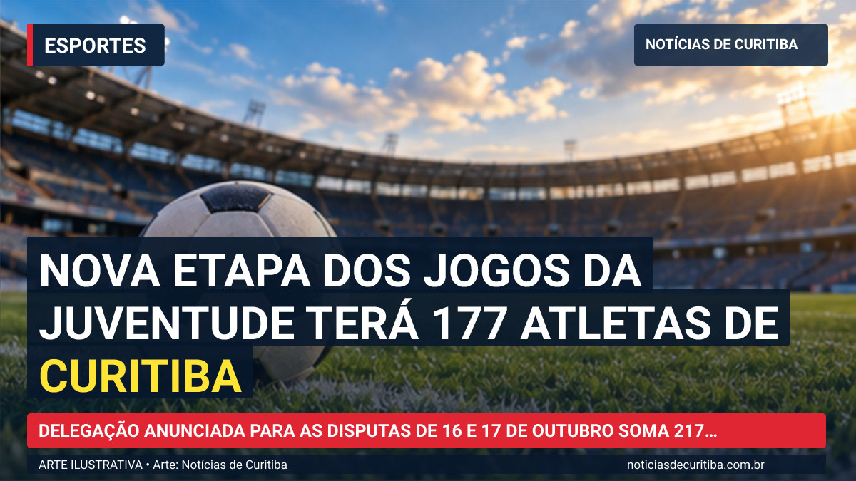 Ilustração do Notícias de Curitiba sobre Nova etapa dos Jogos da Juventude terá 177 atletas de Curitiba.
