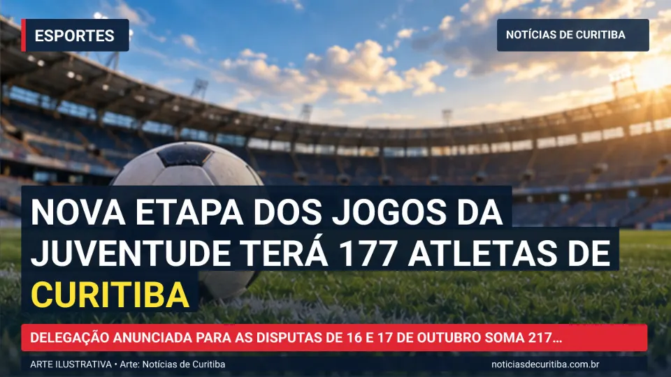 Ilustração do Notícias de Curitiba sobre Nova etapa dos Jogos da Juventude terá 177 atletas de Curitiba.