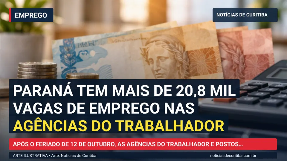 Capa do Notícias de Curitiba para matéria sobre Paraná tem mais de 20,8 mil vagas de emprego nas Agências do Trabalhador.