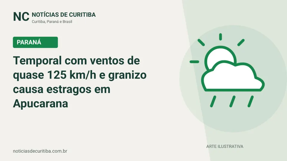 Capa ilustrativa de Paraná: Temporal com ventos de quase 125 km/h e granizo causa estragos em Apucarana