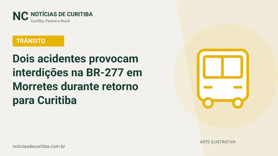 Capa da matéria sobre Dois acidentes provocam interdições na BR-277 em Morretes durante retorno para Curitiba publicada pelo Notícias de Curitiba