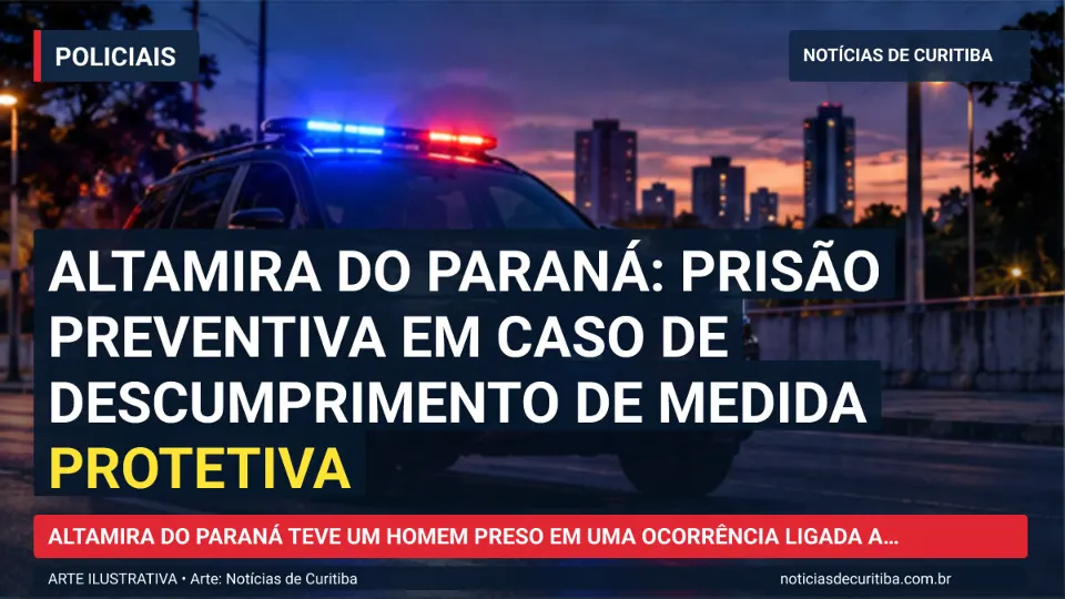 Ilustração do Notícias de Curitiba sobre Altamira do Paraná: prisão preventiva em caso de descumprimento de medida protetiva.