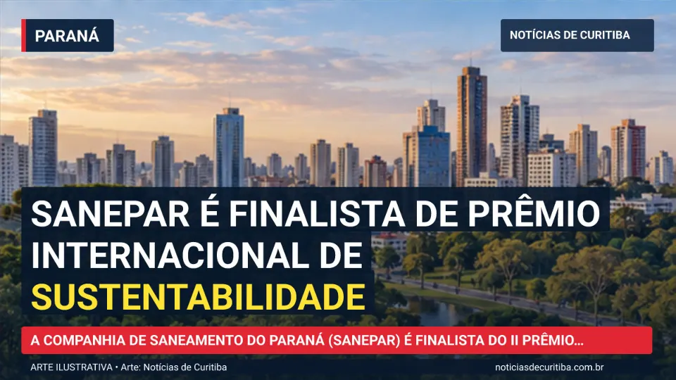 Ilustração do Notícias de Curitiba sobre Sanepar é finalista de prêmio internacional de sustentabilidade.