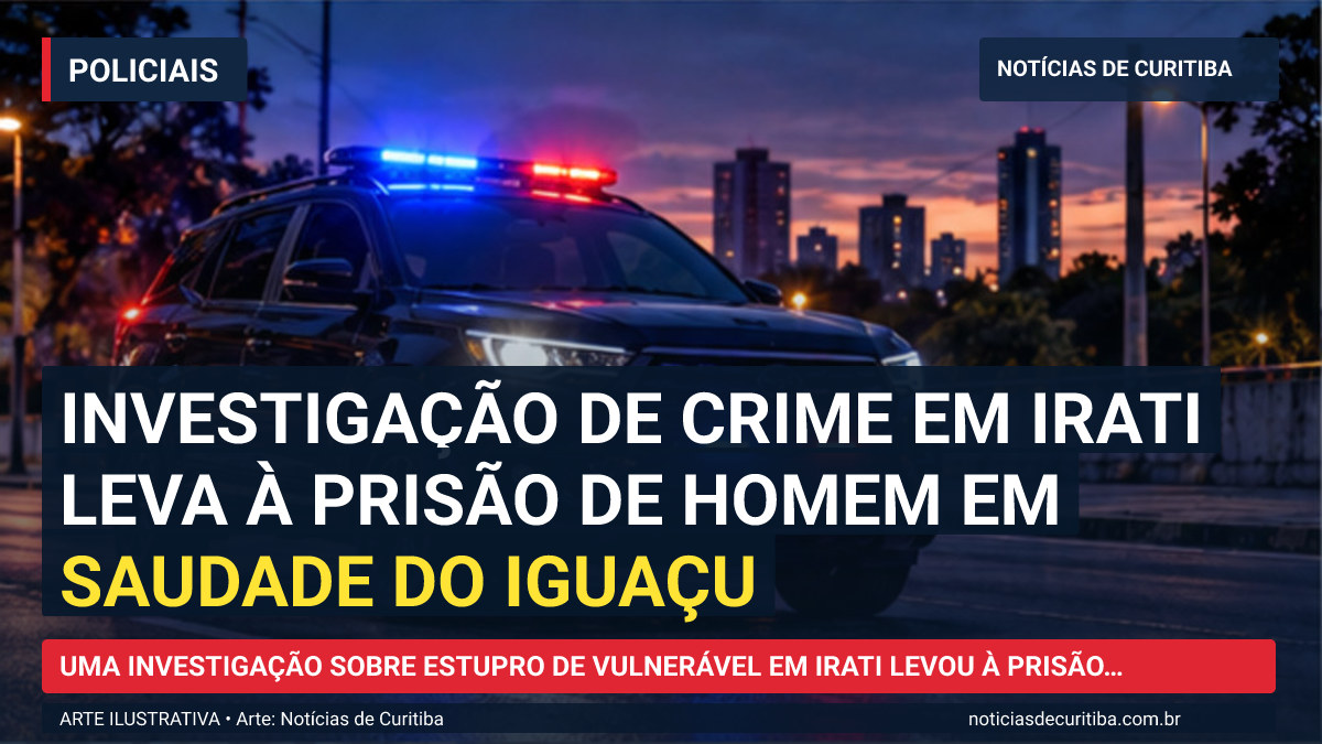 Ilustração do Notícias de Curitiba sobre Investigação de crime em Irati leva à prisão de homem em Saudade do Iguaçu.