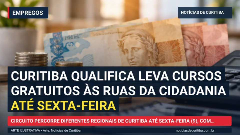 Capa do Notícias de Curitiba para matéria sobre Curitiba Qualifica leva cursos gratuitos às Ruas da Cidadania até sexta-feira.