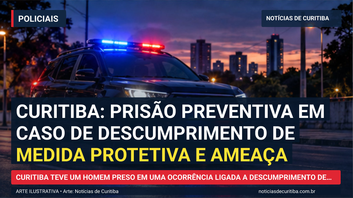 Ilustração do Notícias de Curitiba sobre Curitiba: prisão preventiva em caso de descumprimento de medida protetiva e ameaça.