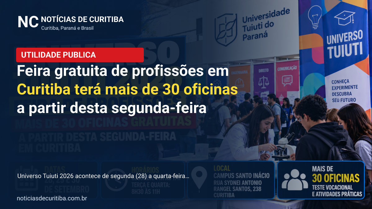 Capa da matéria sobre Feira gratuita de profissões em Curitiba terá mais de 30 oficinas a partir desta segunda-feira publicada pelo Notícias de Curitiba