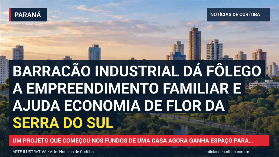 Ilustração do Notícias de Curitiba sobre Barracão Industrial dá fôlego a empreendimento familiar e ajuda economia de Flor da Serra do Sul.