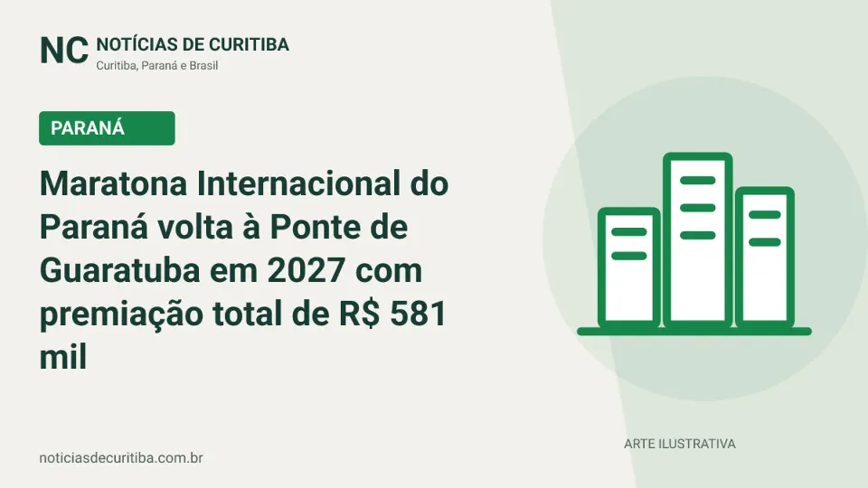 Capa do Notícias de Curitiba para matéria sobre Maratona Internacional do Paraná volta à Ponte de Guaratuba em 2027 com premiação total de R$ 581 mil.