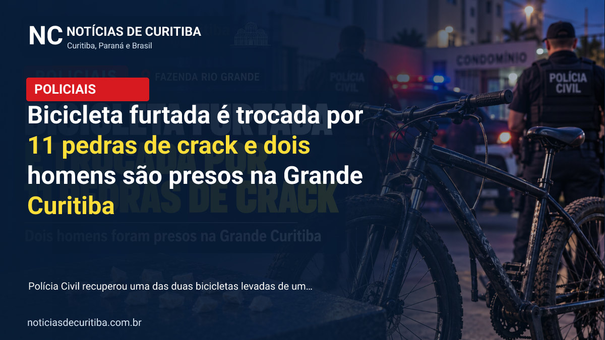 Capa da matéria sobre Bicicleta furtada é trocada por 11 pedras de crack e dois homens são presos na Grande Curitiba publicada pelo Notícias de Curitiba