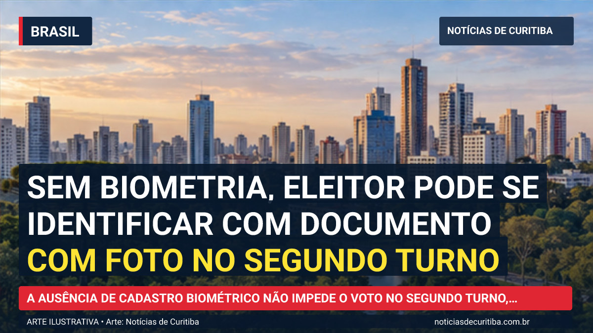 Ilustração do Notícias de Curitiba sobre Sem biometria, eleitor pode se identificar com documento com foto no segundo turno.