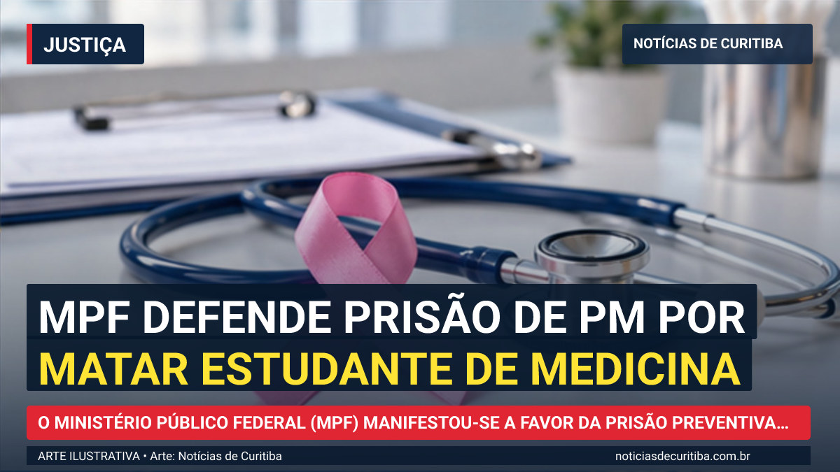 Ilustração do Notícias de Curitiba sobre MPF defende prisão de PM por matar estudante de medicina.