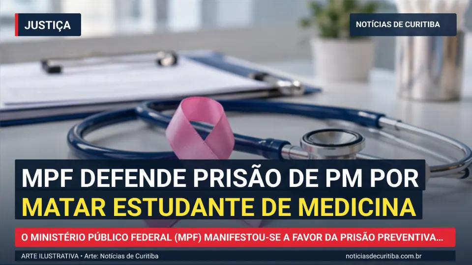 Ilustração do Notícias de Curitiba sobre MPF defende prisão de PM por matar estudante de medicina.