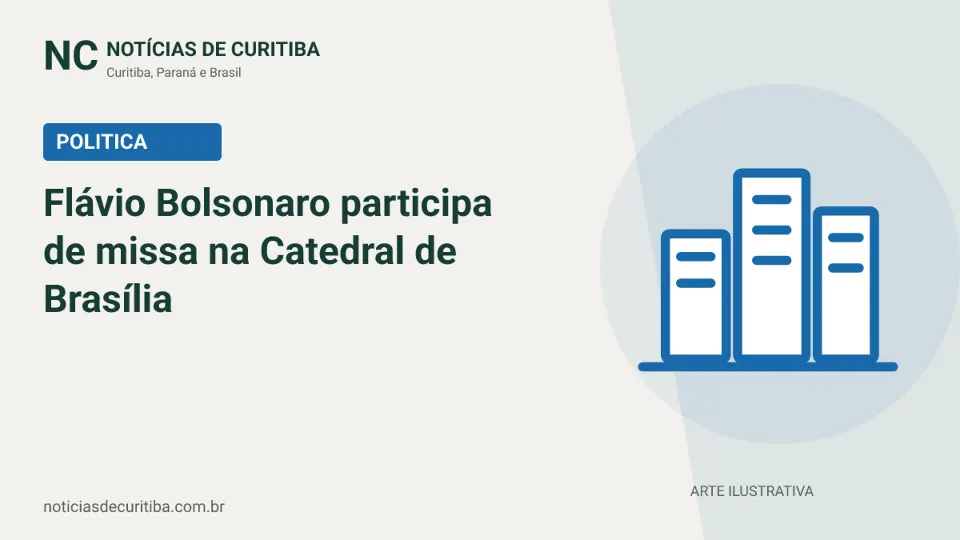Capa do Notícias de Curitiba para matéria sobre Flávio Bolsonaro participa de missa na Catedral de Brasília.