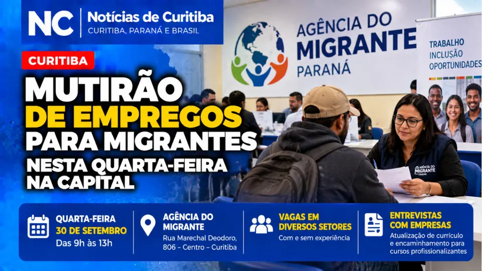 Mutirão oferece vagas de emprego para migrantes nesta quarta-feira em Curitiba
