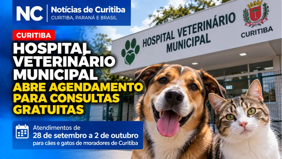 Hospital Veterinário Municipal de Curitiba abre agendamento para consultas gratuitas nesta semana