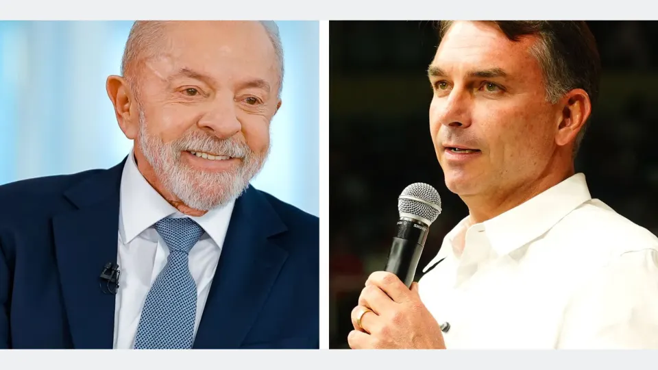 Os candidatos a presidência da república 2026 Lula e Flávio Bolsonaro . Foto: Lula Oficial e Charles Vieira/Campanha Flávio Bolsonaro