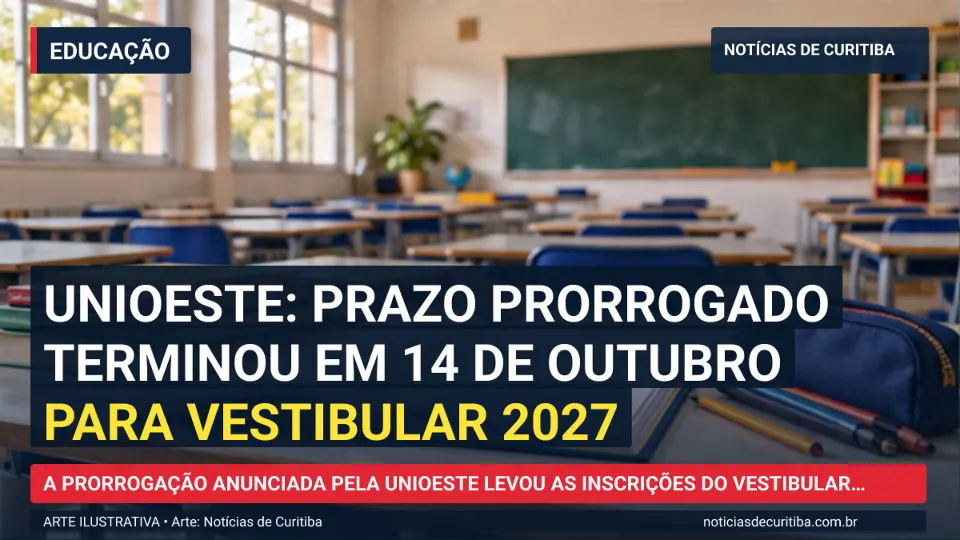Ilustração do Notícias de Curitiba sobre Unioeste: prazo prorrogado terminou em 14 de outubro para vestibular 2027.