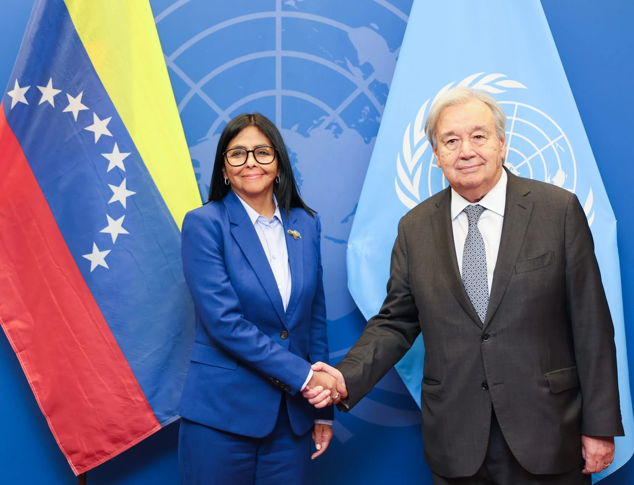 Imagem relacionada à reportagem Em Nova York, Delcy Rodríguez se reúne com António Guterres e marca fim do isolamento diplomático