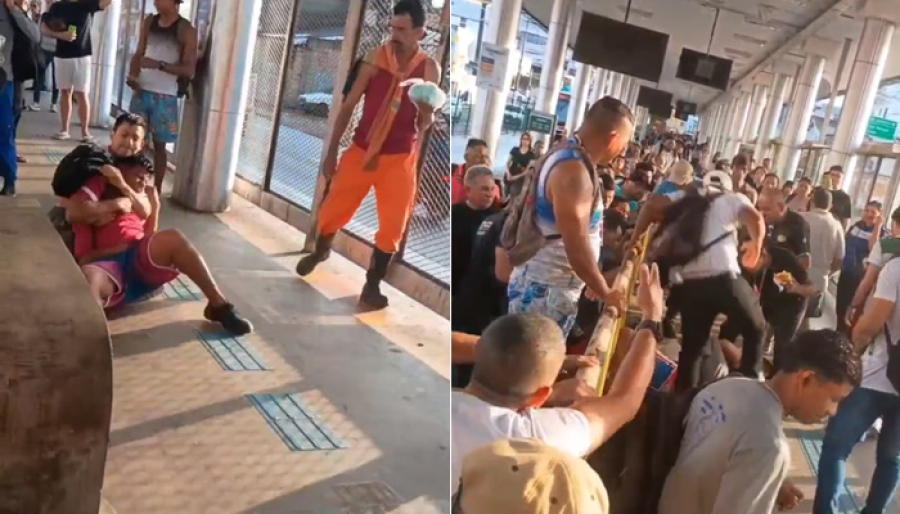 Briga violenta entre dois homens assusta passageiros no Terminal 1 de Manaus